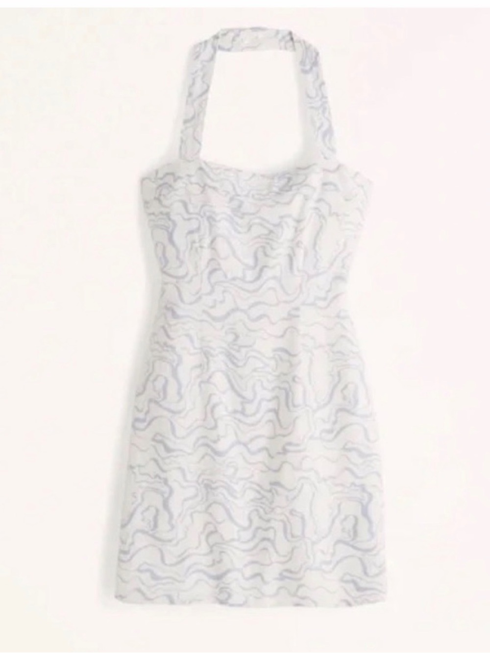 Abercrombie & Fitch Halter Linen Blend Mini Dress Blue White Preppy Large Tall